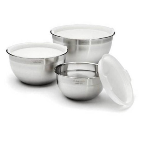 NIB Cuisinart Stainless Steel Mixing Bowl Set with Lids